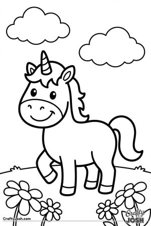 Friendly unicorn in meadow