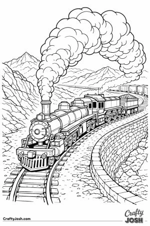 Garratt articulated steam locomotive on mountain curve