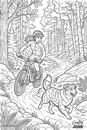 Mountain bike adventure with Australian Shepherd
