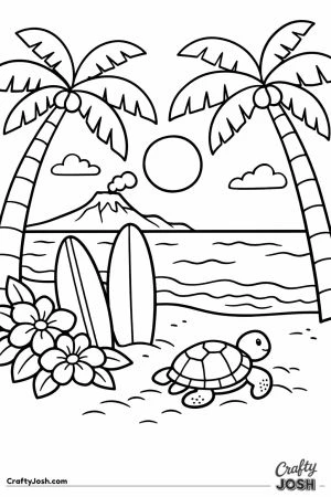 Hawaiian beach palm trees turtle