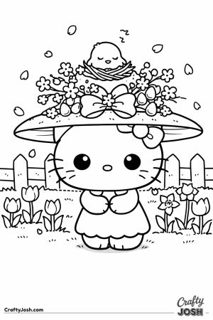 Hello kitty cat easter bonnet chick nesting