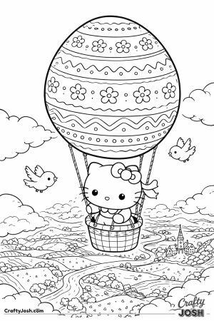 Hello kitty cat easter egg hot air balloon