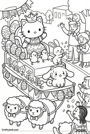 Hello kitty cat easter parade float