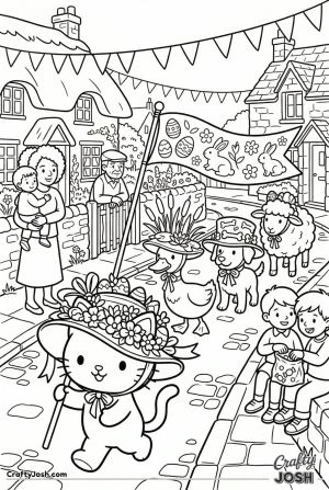 Hello kitty cat easter parade village street