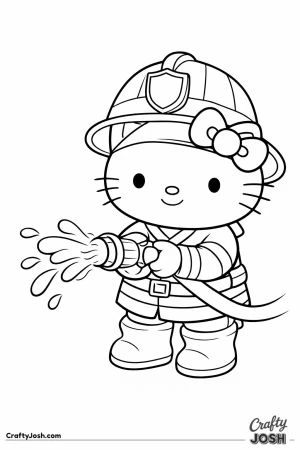 Hello kitty cat firefighter helmet hose