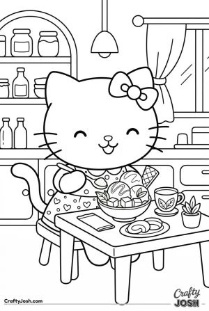 Hello kitty cat matcha dessert