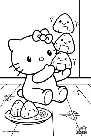 Hello kitty cat onigiri stack