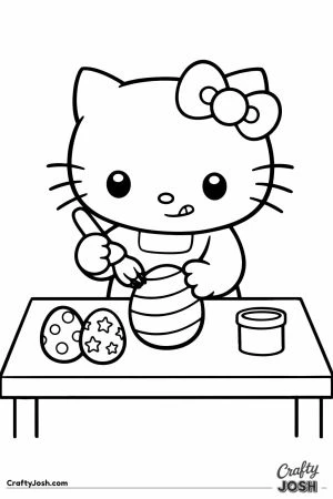 Hello kitty cat painting easter egg