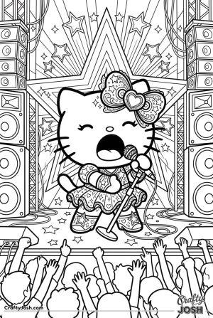 Hello kitty cat pop star concert stage