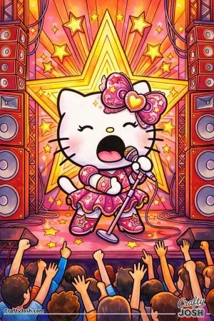 Hello kitty cat pop star concert stage