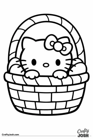 Hello kitty cat sitting easter basket
