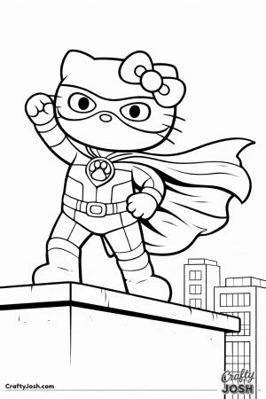Hello kitty cat superhero rooftop cape