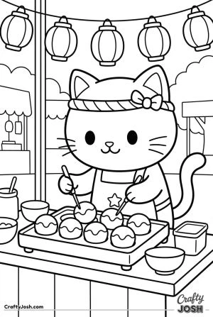 Hello kitty cat takoyaki stall