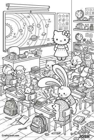 Hello kitty cat teacher chaotic animal classroom