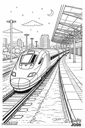 High speed train arriving at evening station