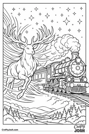 Hogwarts express patronus stag alongside