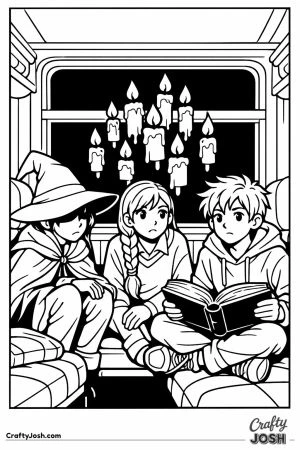 Hogwarts express students candlelight compartment