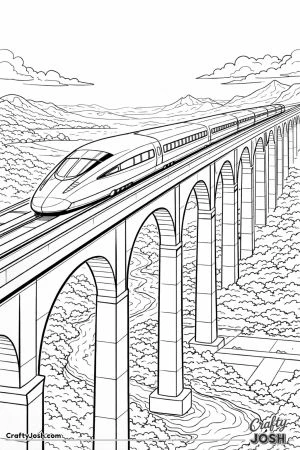 Hyper speed train crossing mega viaduct