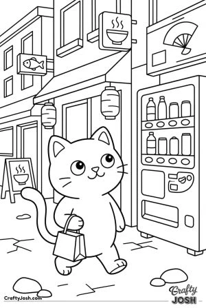 Kawaii cat at vending machine