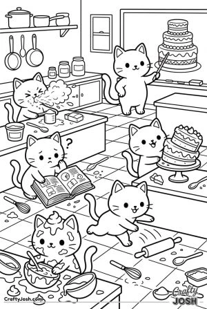 Kawaii cat baking class chaos