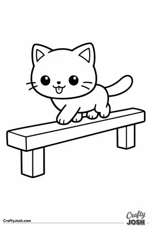 Kawaii cat balance beam walk
