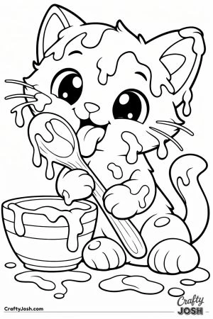 Kawaii cat batter face spoon