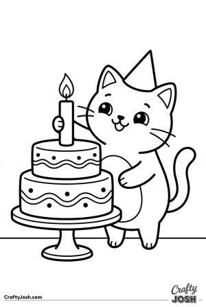 Kawaii cat birthday cake candle