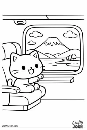 Kawaii cat bullet train window