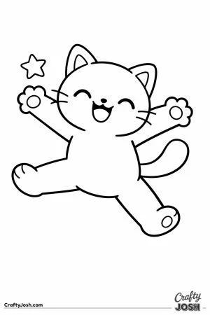 Kawaii cat cartwheel star
