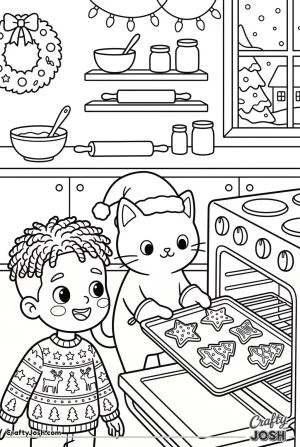 Kawaii cat christmas cookies oven