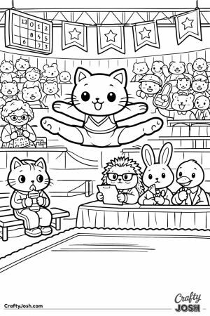 Kawaii cat competition arena full scene