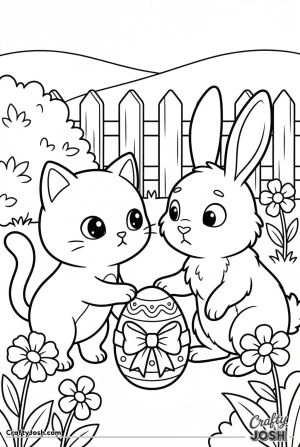 Kawaii cat easter bunny egg standoff