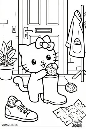 Kawaii cat easter hunt garden children