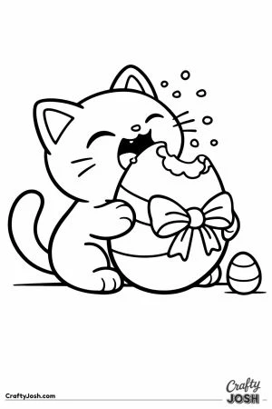 Kawaii cat eating giant chocolate egg