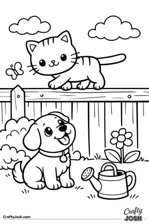 Kawaii cat fence balance walk