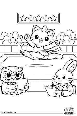 Kawaii cat floor routine animal judges