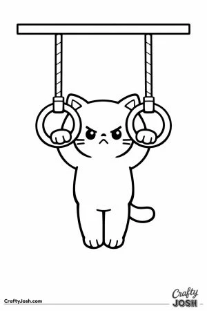 Kawaii cat hanging from rings