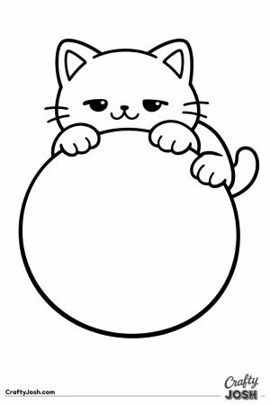 Kawaii cat hugging gymnastics ball