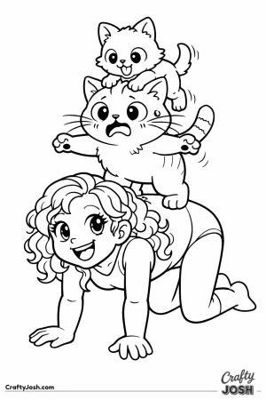 Kawaii cat human cat pyramid