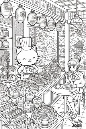 Kawaii cat japanese patisserie interior