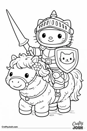 Kawaii cat knight armour fluffy horse