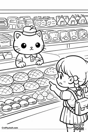 Kawaii cat konbini bakery melon bread