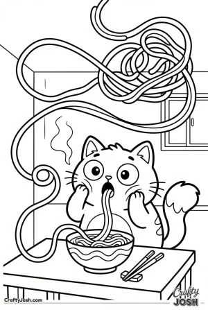 Kawaii cat long noodle funny