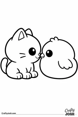 Kawaii cat meets easter chick