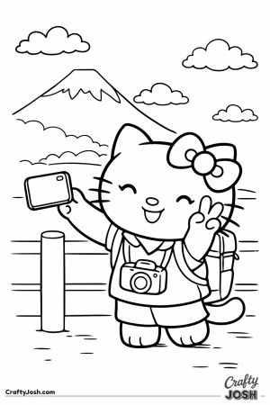 Kawaii cat mount fuji selfie