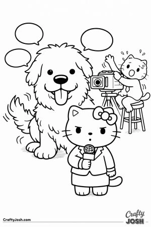 Kawaii cat news reporter dog photobomb