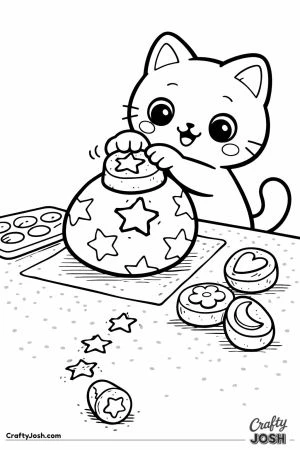 Kawaii cat potato stamp easter egg