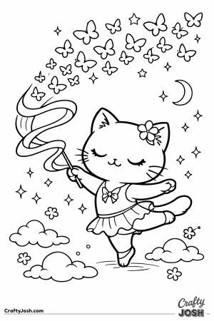 Kawaii cat ribbon becomes butterflies