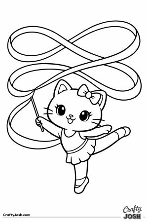 Kawaii cat ribbon figure eight routine