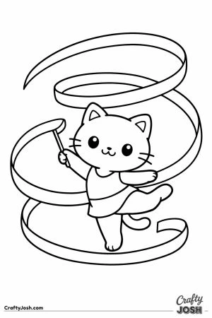 Kawaii cat ribbon twirl simple